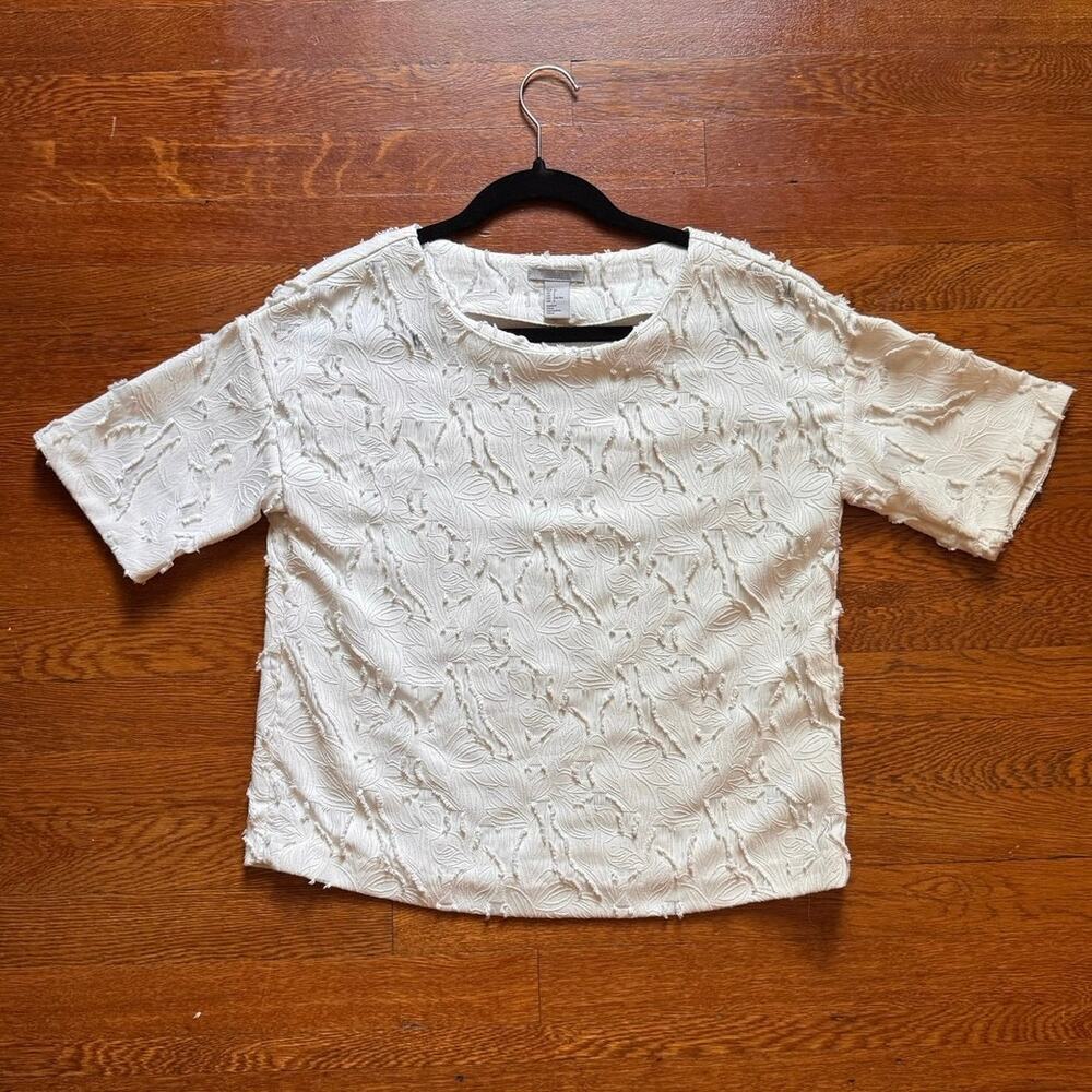 H&M White Floral Embroidered Blouse